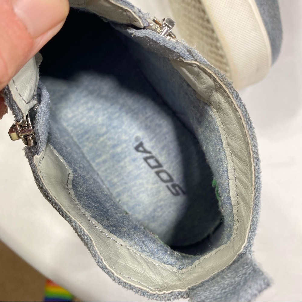 Soda Light Blue Microsuede Platform Heeled Zipper Side Sneakers - Picture 4 of 9